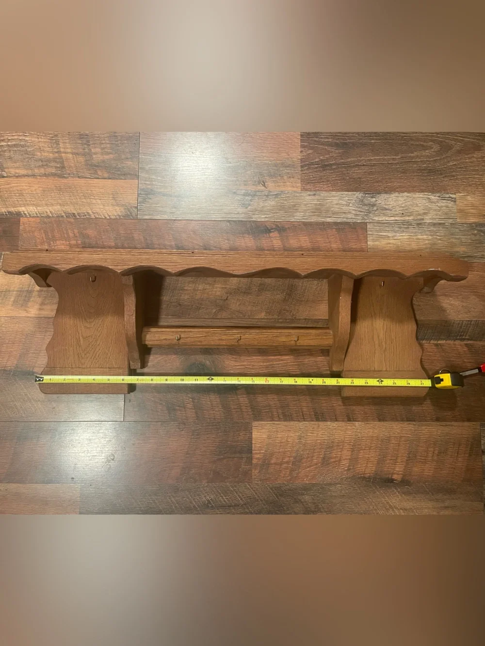Wooden Scalloped Wall Shelf with 5 Schramberg German Ceramic Jars